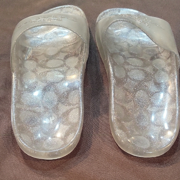 Coach Silver Glitter Slides Size 6 - Picture 4 of 5